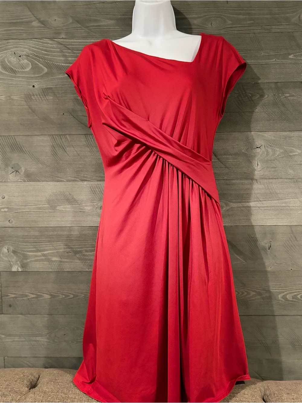 Vince Camuto Red Draped Cap-Sleeve Mini Dress